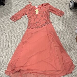 Elegant Coral Beaded Gown